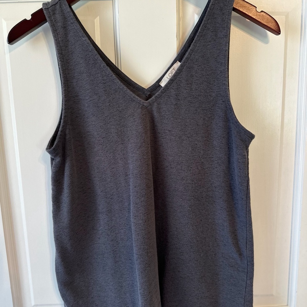 LOFT Charcoal V-Neck Tank Top